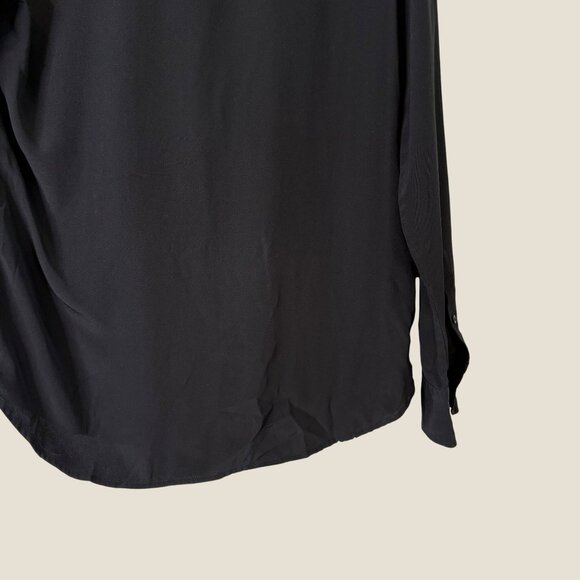 Lauren Ralph Lauren 100% Silk Button Down Black Blouse Size 4 - Picture 12 of 13